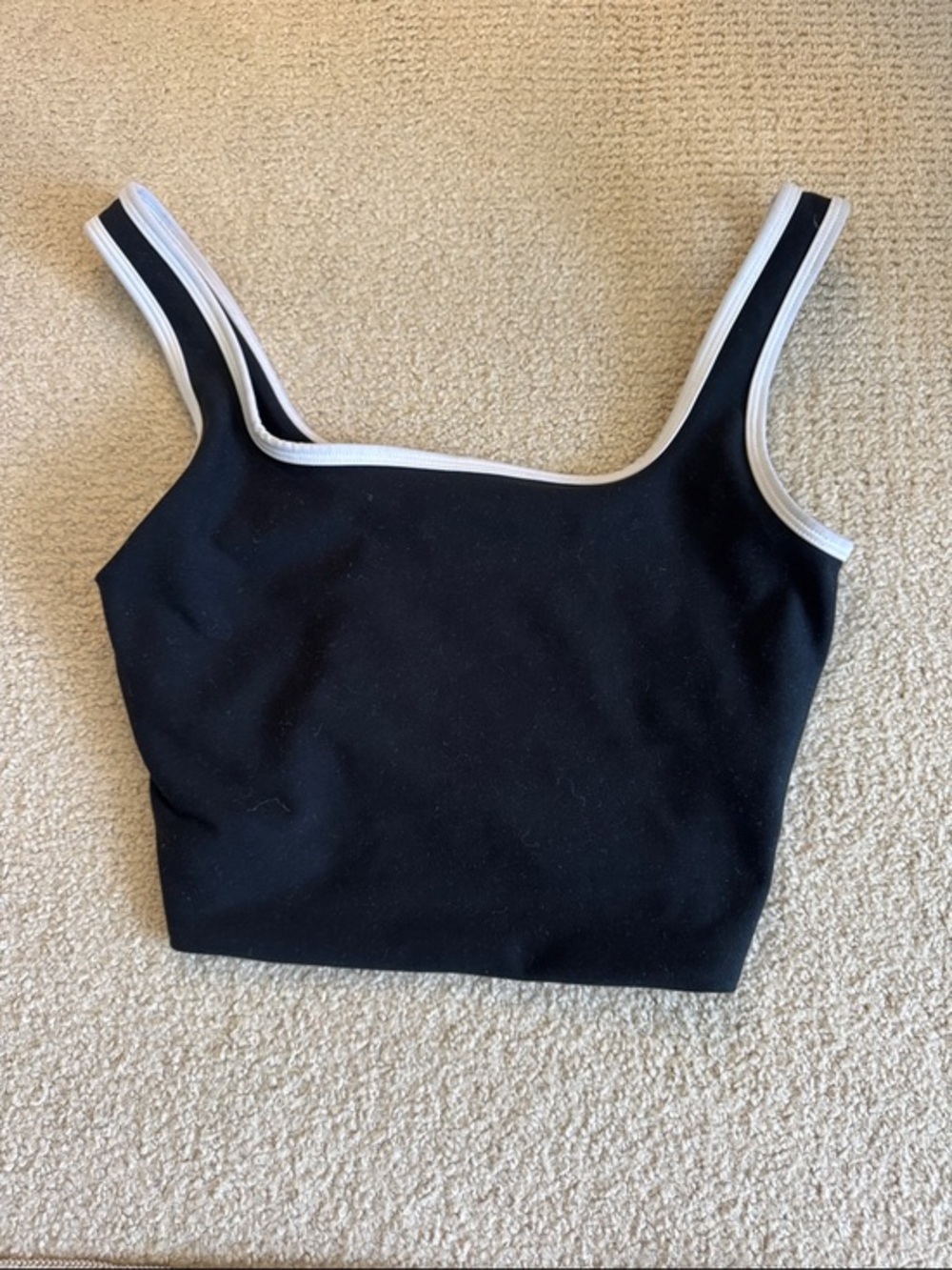 Abercrombie & Fitch Black Crop Tank with White Trim